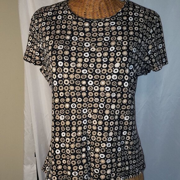 Ladies CROFT & BARROW Short Sleeve Crew Neck Printed Tee Shirt in Browns - M - Picture 1 of 5
